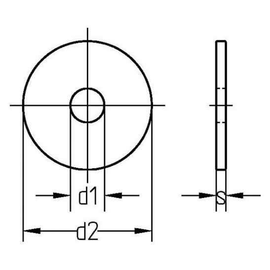 Kotflügelscheibe aus verzinktem Stahl - 8,4 x 40 x 1,5 mm
